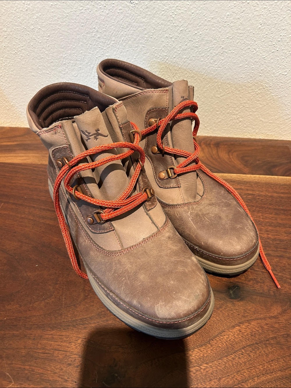 Chaco Brown Lace-Up Women's Boots with Orange Laces
